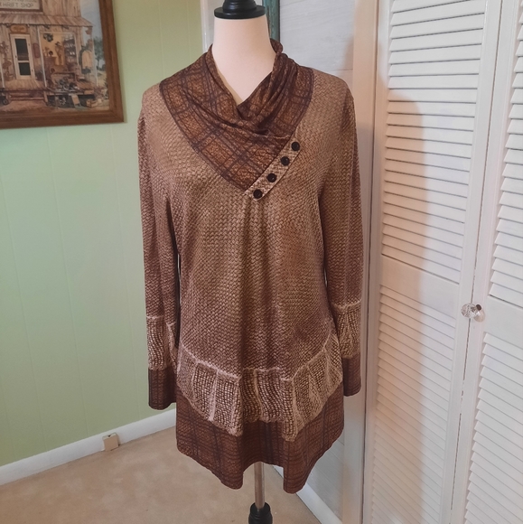 Lily shawl neck long sleeve tunic top sz XL *F - Picture 2 of 7